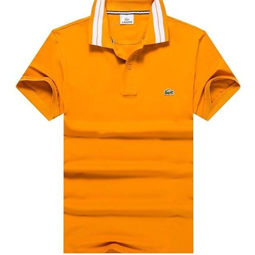 Lacoste Men’s Piqué Collar Stripe Polo in Dark Yellow