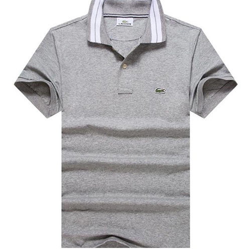 Lacoste Men’s Piqué Collar Stripe Polo in Grey