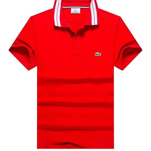 Lacoste Men’s Piqué Collar Stripe Polo in Red