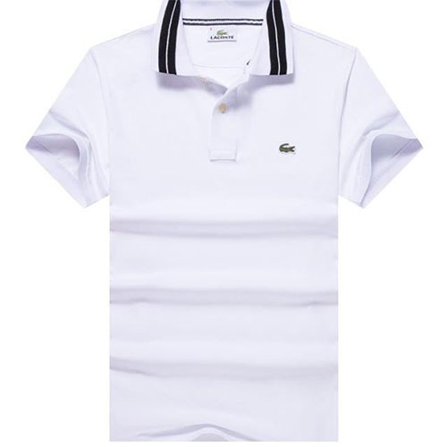 Lacoste Men’s Piqué Collar Stripe Polo in White