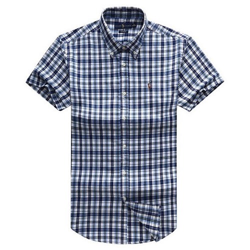 Ralph Lauren Checkered Dark Blue Short Sleeve Shirt | Superbuy Nigeria