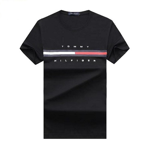 tommy black logo-print t-shirt