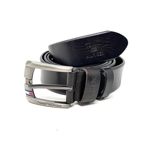 tommy black leather belt
