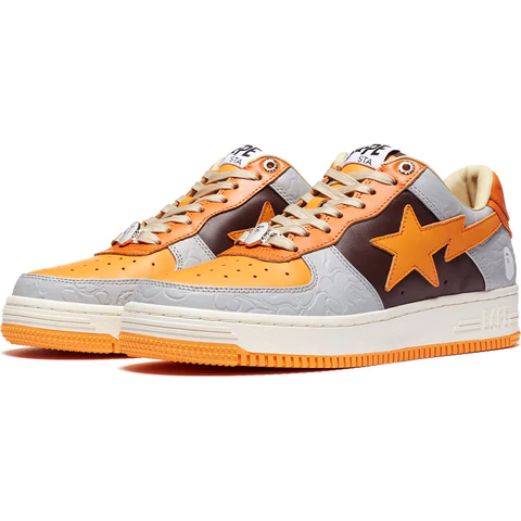 A Bathing Ape Bapesta - WhiteOrangeGrey-2 Bape Bapesta ape White/Orange/Grey