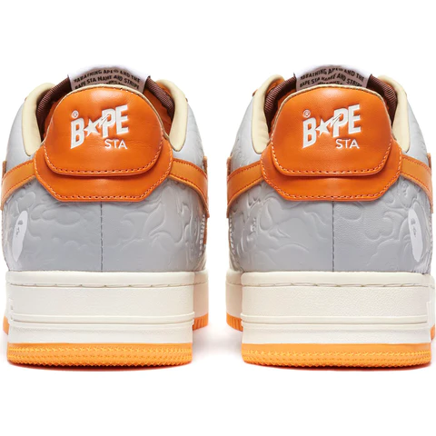 A Bathing Ape Bapesta - WhiteOrangeGrey-3 Bape Bapesta ape White/Orange/Grey
