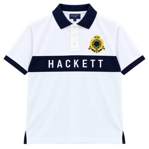 Hackett White Navy Polo