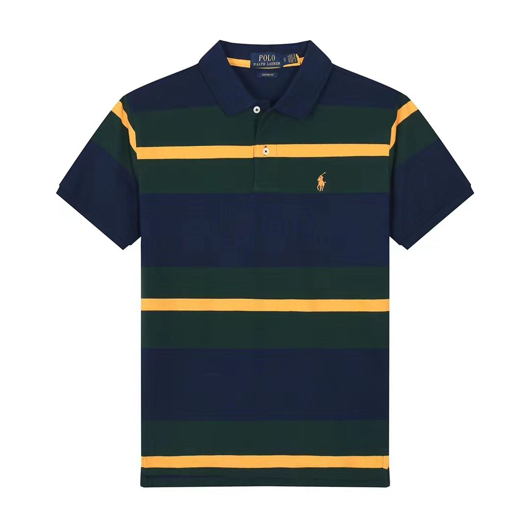 Shop - Polo Ralph Lauren Navy/Green Striped Polo