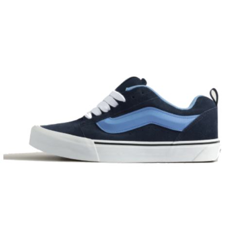 Vans Knu Skool Pop Navy blends skate heritage with bold style and comfort; buy on Superbuyng for durable everyday streetwear footwear option